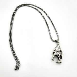 Stainless steel wolf head necklace